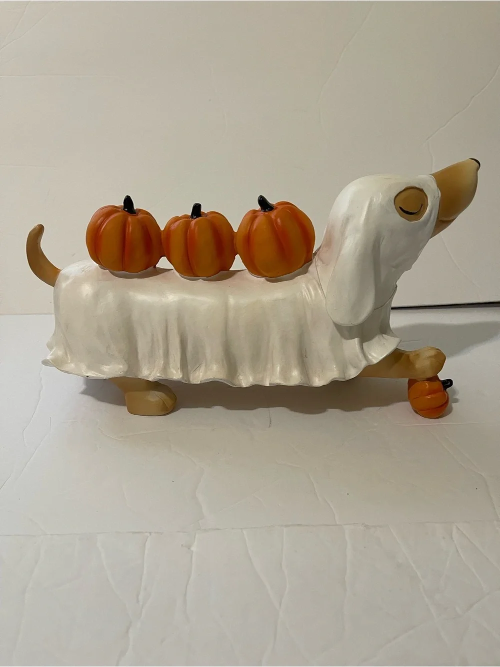 Candy Corn Lane Halloween Dachshund Ghost Trick or Treat Pumpkin Decor - NWT **